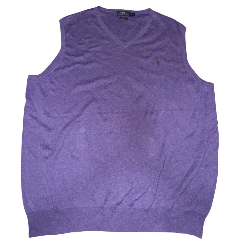 Polo Ralph Lauren Sweater Vest Pima Cotton V-Neck Preppy XLT Purple